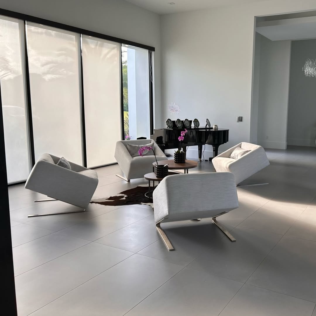 Modern minimalist lounge, professionally cleaned